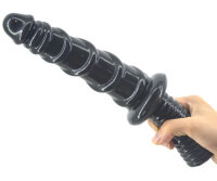 Spiral Dildo with Handle - Black