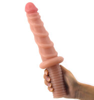 Spiral Dildo with Handle - Flesh
