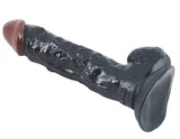 Clear Texture Realistic Suction Dildo - Black