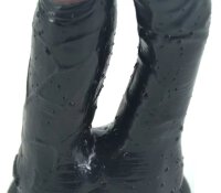 Double Realistic Suction Dildo - Black