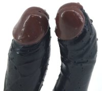 Double Realistic Suction Dildo - Black